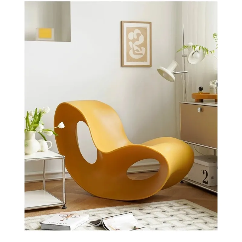 Modern Voido Design Rocking PE Plastic Lounge  Chair Rotational-molded Polyethylene  Lazy Sofa Chair Ins Post-modern Homestay