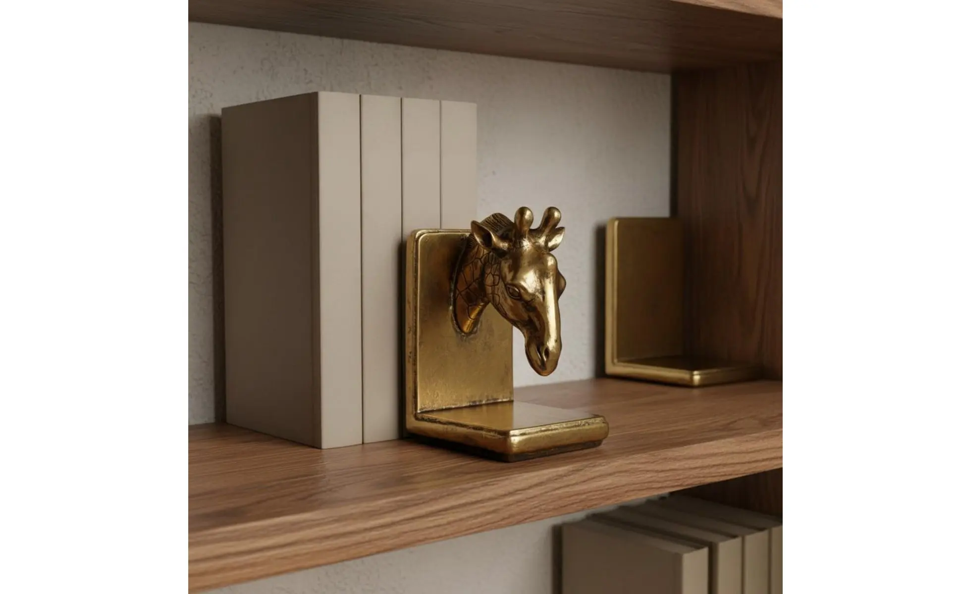 2 Pieces Giraffe Bookends Vintage Gold Giraffe Bookends Decorative Creature Book Stoppers Nordic Design Bookend Set for Office
