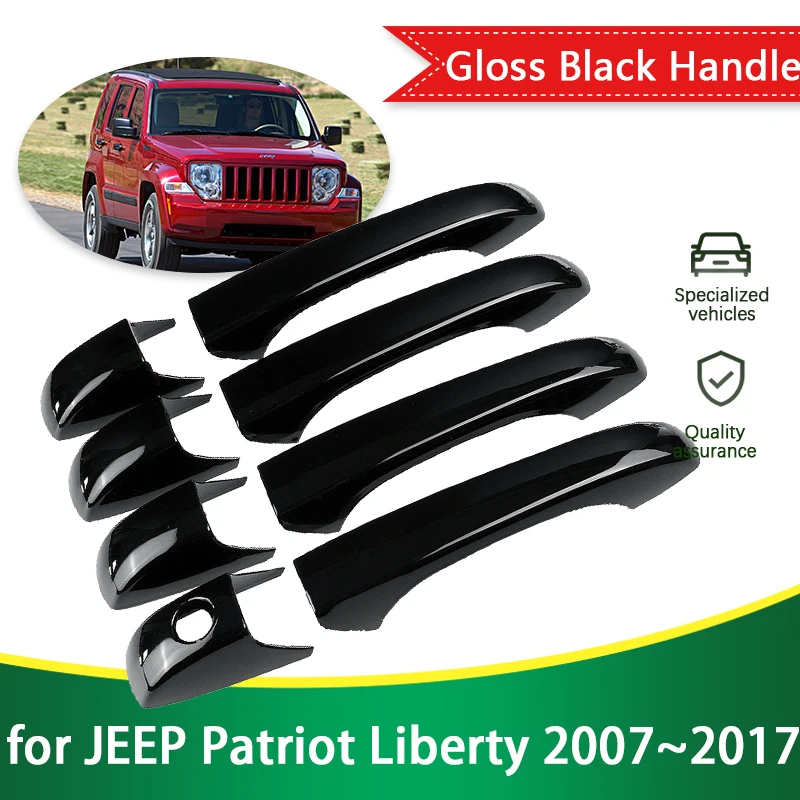 for JEEP Patriot Liberty Russi 2007~2017 2009 2010 2016 Gloss Black Outer Door Handle Cover Protective Stickers Car Accessories