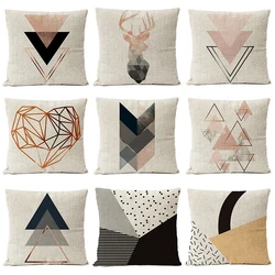 Nordic Deer Golden Geometric Pillow Case Loving Heart Black Grey Geometry Deer Decorative Pillows Sofa Home Decor Cushion Covers