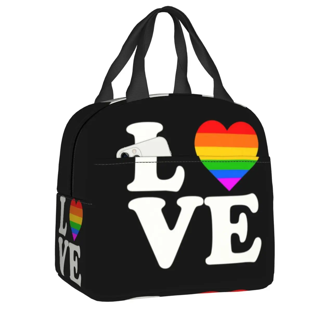 

Custom Rainbow Equality Love Insulated Lunch Bag for School Office Gay Pride LGBT Portable Thermal Cooler Lunch Box Women Kids