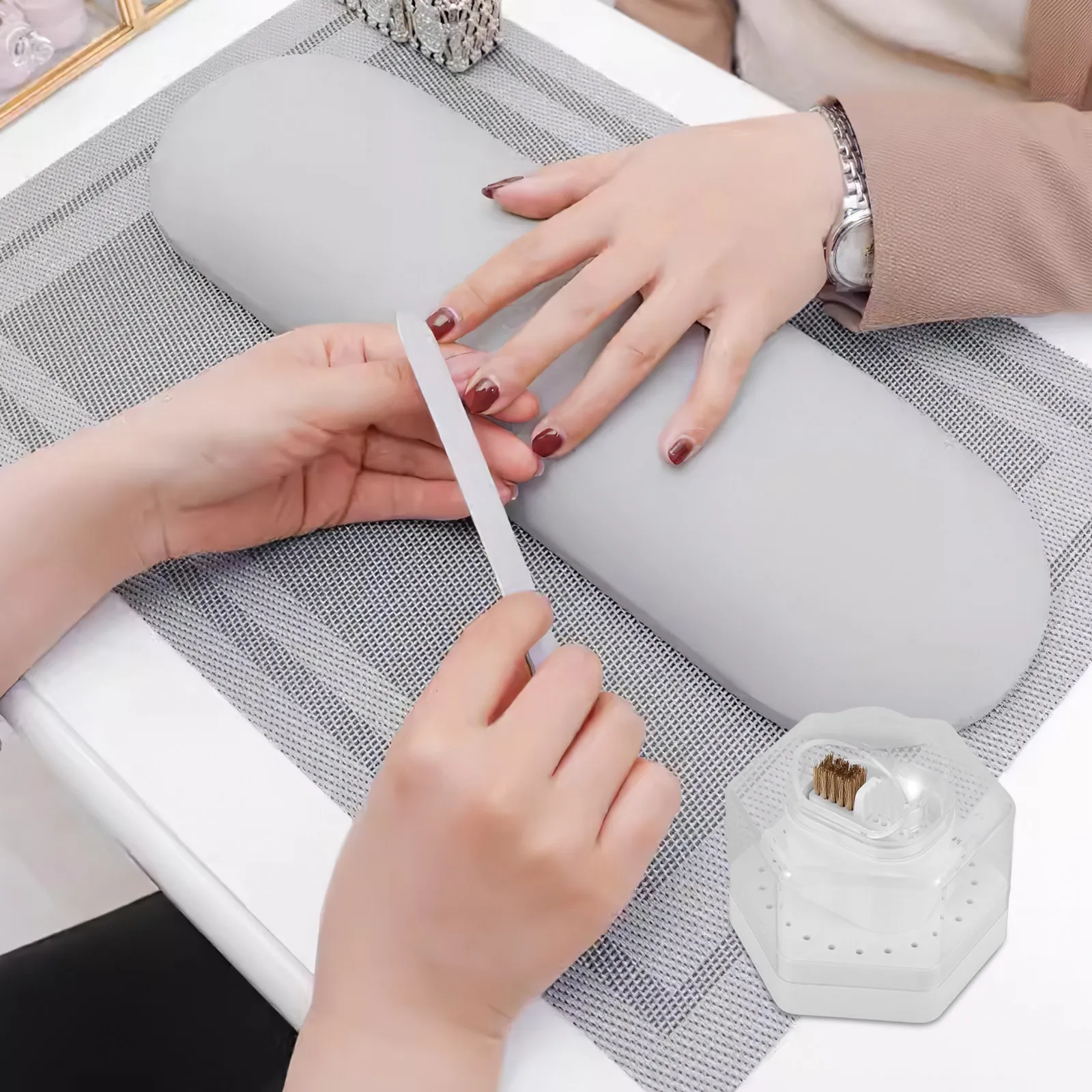 Nail Grinding Head Storage Case Multi-Slot Nail Drill Bits Organizer Display Box for Manicure Salon Polishing Head Holder Clean