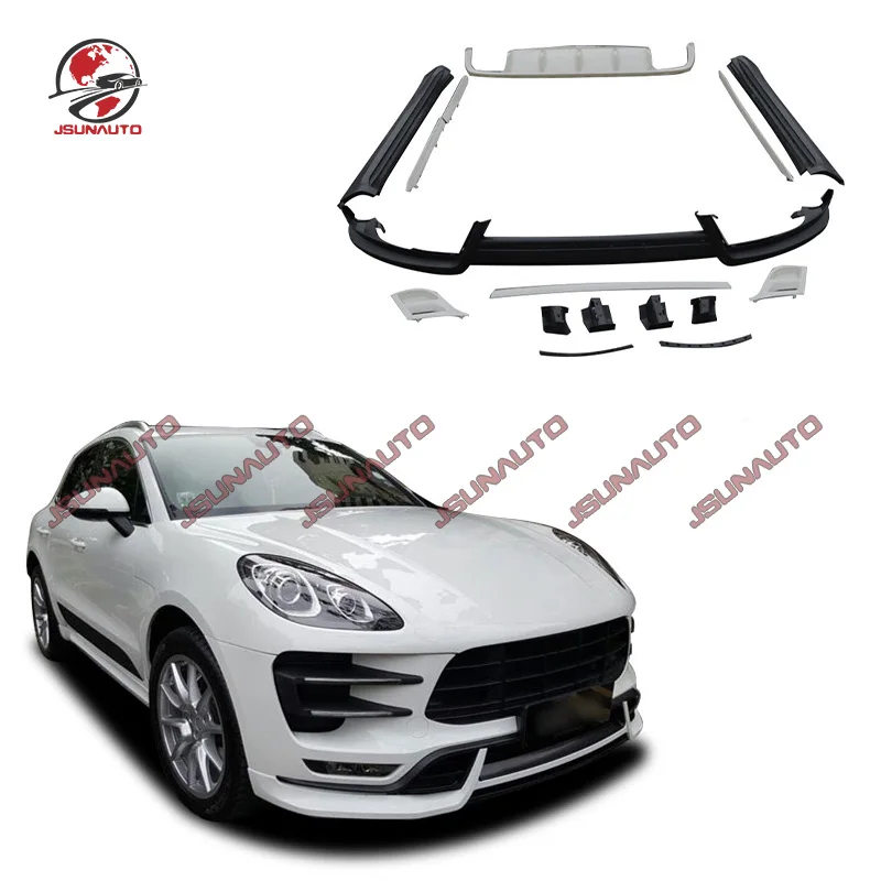 

For Porsche Macan Front Bumper Rear Bumper Side Skirts For 14-17 Macan PP Bodykit Front Diffuser Rear Lip With Exhaust