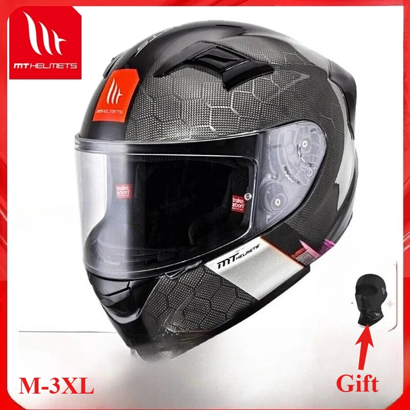 MTHELMETS Carbon Fiber Motorcycle Helmet Men's and Women's Winter Motorcycle Ultralight All-season Track Running Helmet