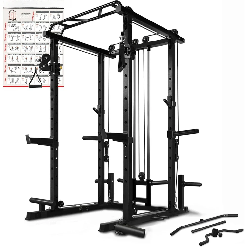 

Multi-Function Squat Rack, 1000LBS Capacity Power Rack and Packages with Optional Weight Bench, Barbell Weight Set, Squat Rack