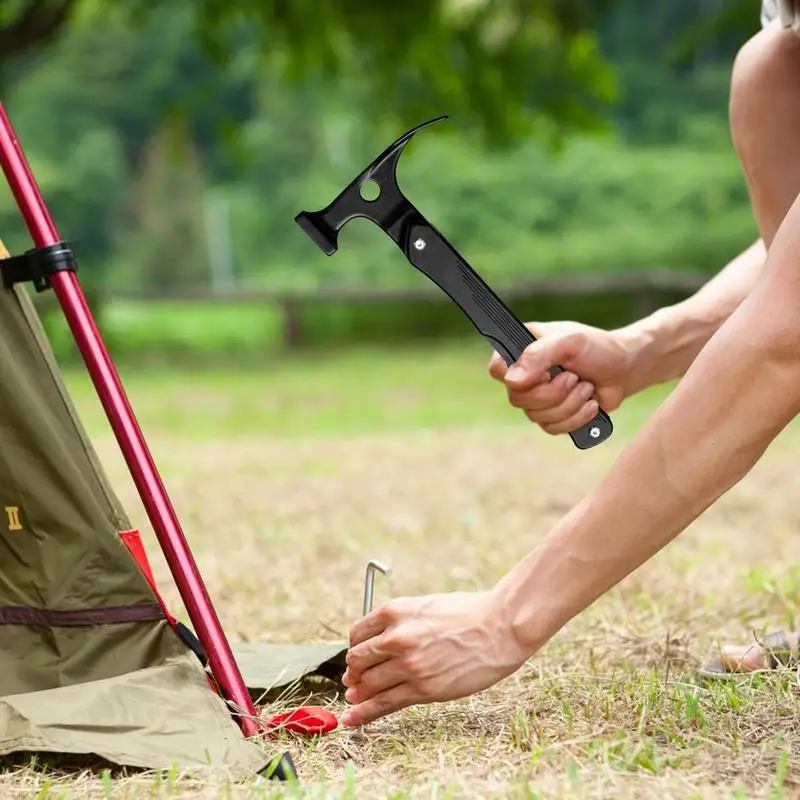 Camping Tent Hammer Outdoor Camping Mallet Tent Stake Puller Compact High-Strength Survival Gear Lightweight Peg Removing Tool
