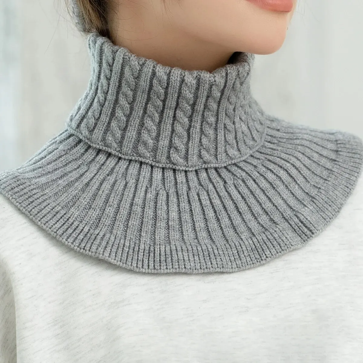 Winter Detachable Cotton Knitted Turtleneck Collar For Women False Collar Fashion Warm Cover Head Neck Guard Collar Unisex