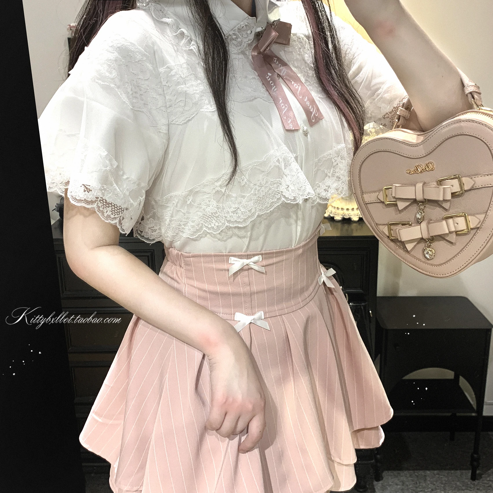 Japanese Mines Style Sweet Cute Double-layer Mini Skirt Bow High Waist A-line Striped Versatile Lolita Short Skirt Women Summer