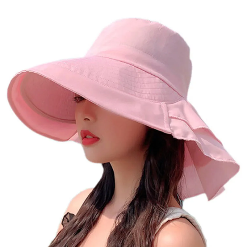 New Women\'s Summer Sun Hat With Neck Protector And Sunshade For Outdoor Cycling Trip Big-Brimmed Fisherman\'s Hat Hiking cap