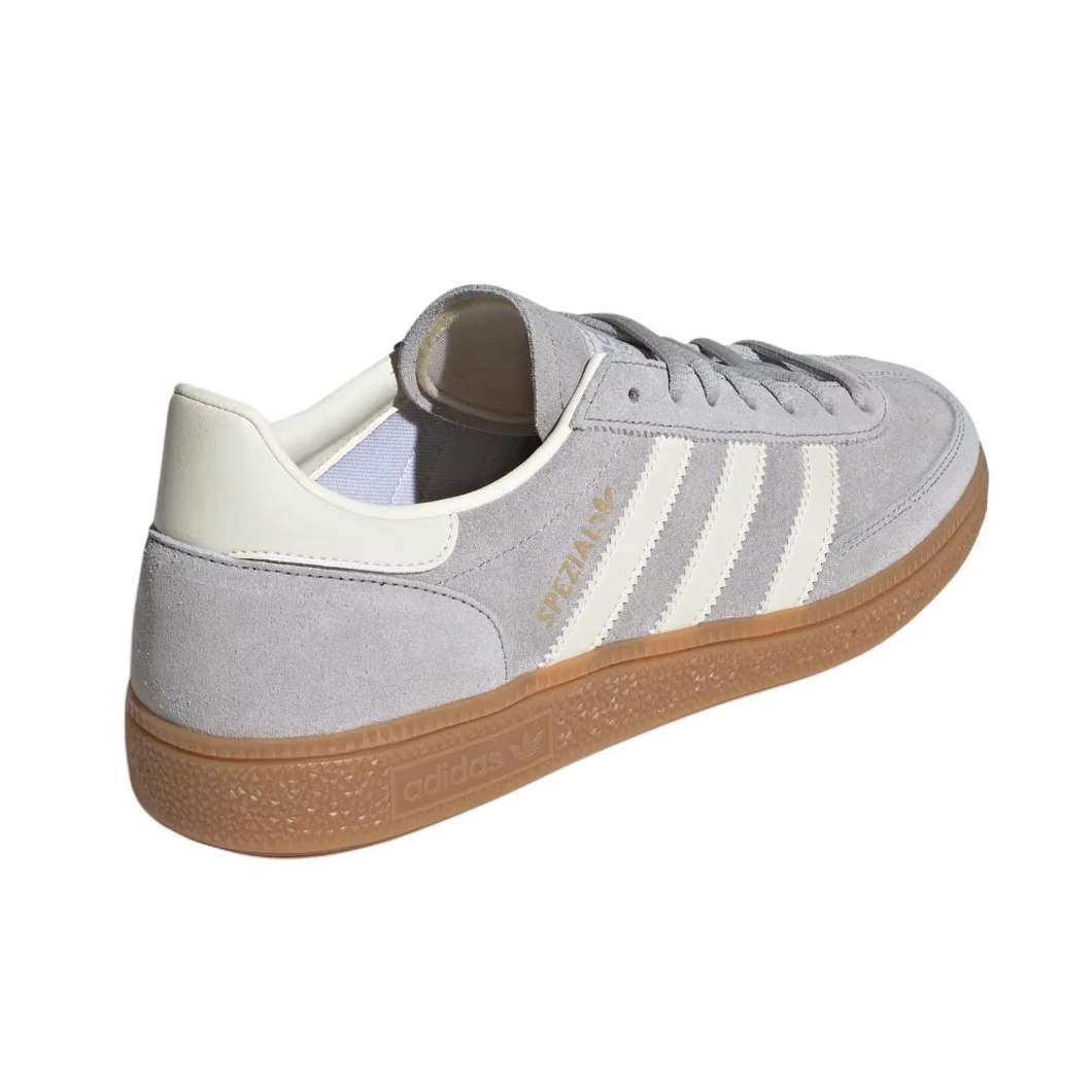 Adidas HANDBALL SPEZIAL Retro bequeme Low-Top-Boardshorts Freizeitschuhe für Herren und Damen Beige-Grau-Farbgebung