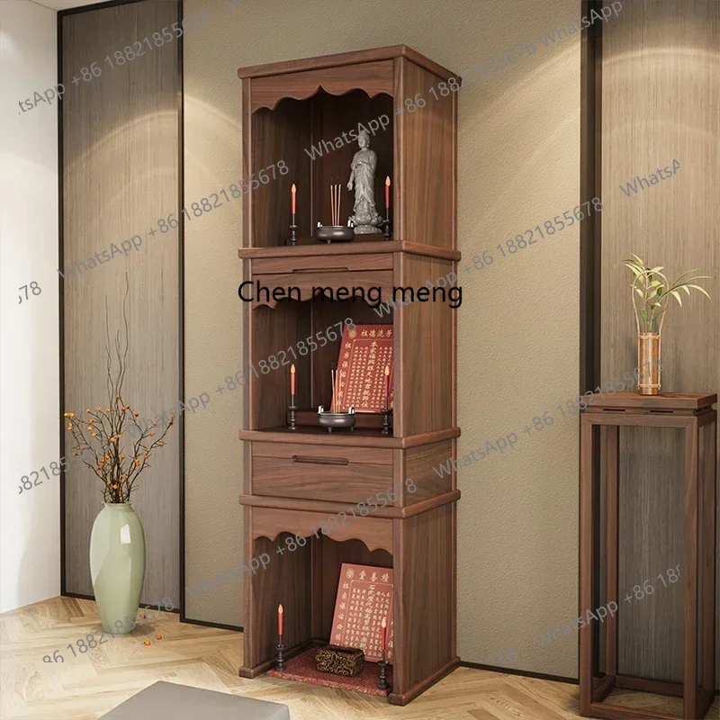 Solid wood three-layer shrine cabinet household new Chinese shrine stand cabinet shrine landlord cabinet