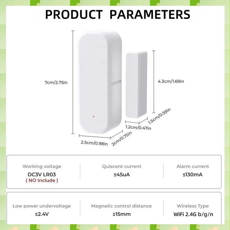 2025 Tuya Wifi Smart Door Window Sensor Home Rilevatore magnetico per porte interne compatibile Withalexa e Google Home Nero, Tuya Wifi Sm