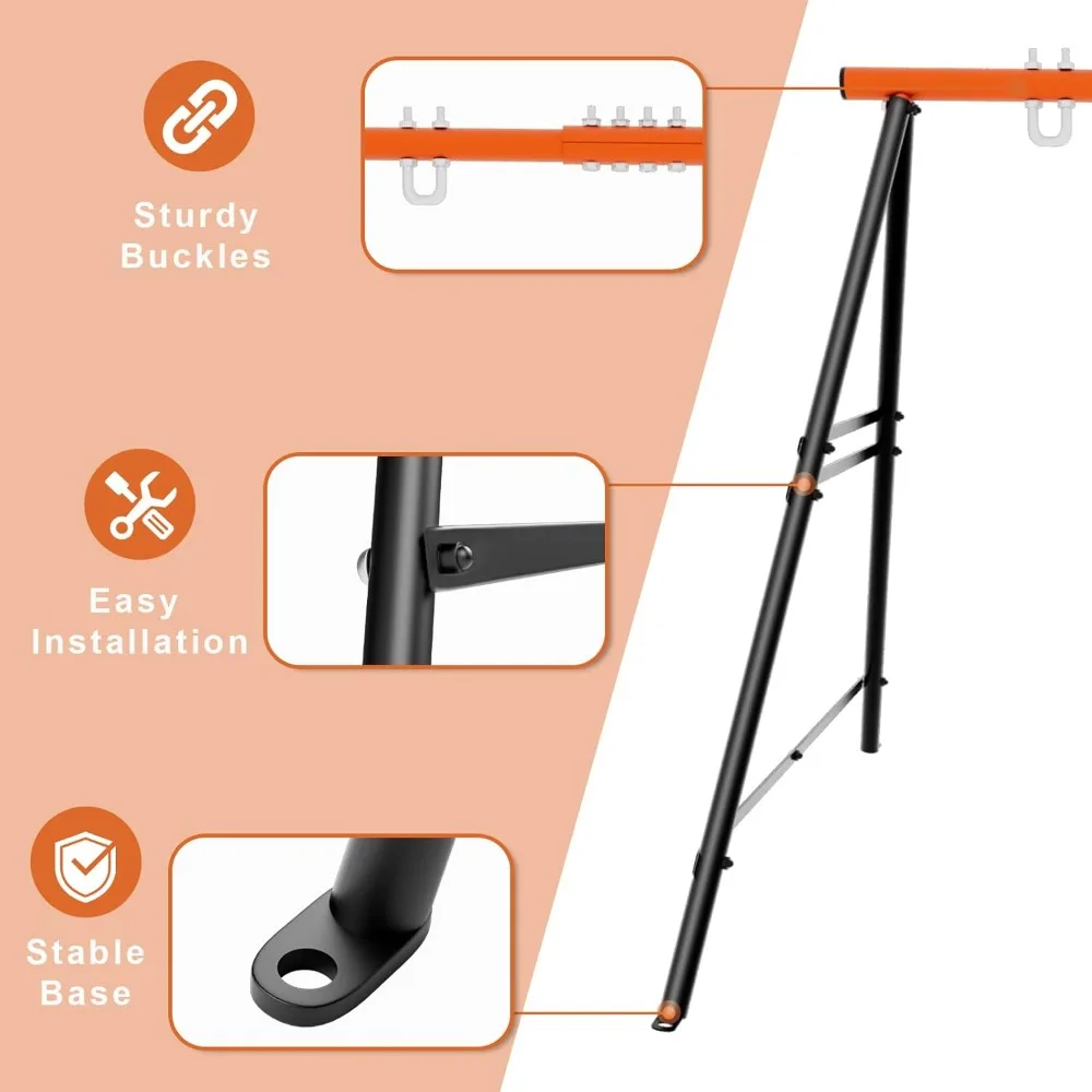 إطار حامل أرجوحة الشرفة لكل من الأطفال والكبار، أرجوحة خارجية بإطار معدني عالي التحمل 3.0 (إطار برتقالي فقط) #4