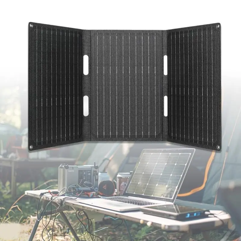 T5EA 30W ETFE شاحن لوحة شمسية قابلة للطي 5V 9V 12V USB Type C 3 شاحن شمسي قابل للطي للهاتف المحمول للتخييم في الهواء الطلق
