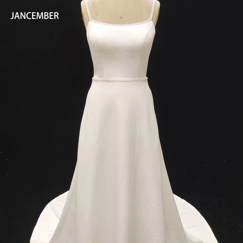 

Elegant Spaghetti Straps Stain Backless Mermaid Wedding Dresses A-line Square Collar Floor Length Vestido de novia 2024