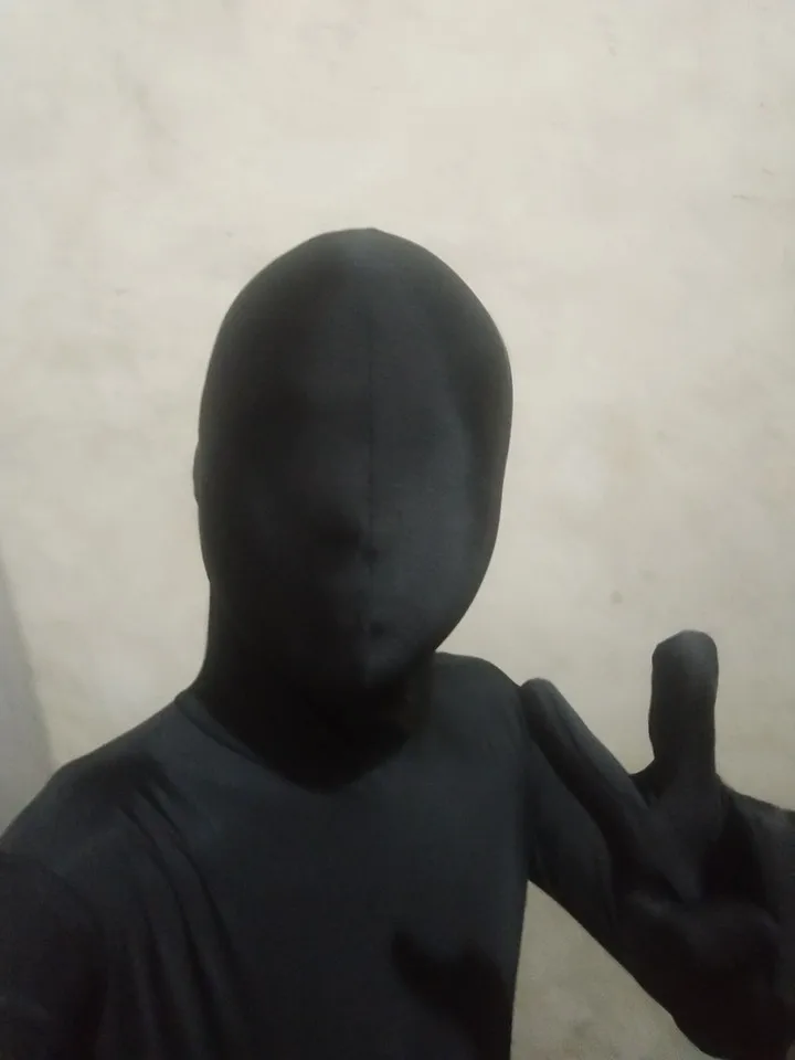 Body per adulti con cappuccio integrale Danza Full Body Zentai Costumi Cosplay Spandex Abito nero Stretto Halloween Uomo Donna Body