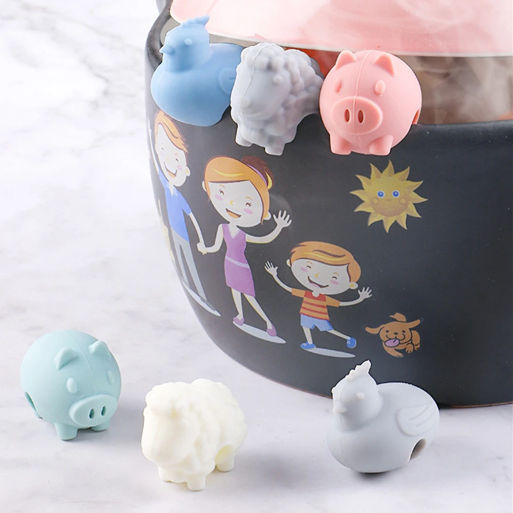 Cooking Gadget Pot Cartoon Animal Shape Silicone Pot Lid Anti-overflow Clip Utensils Anti-overflow