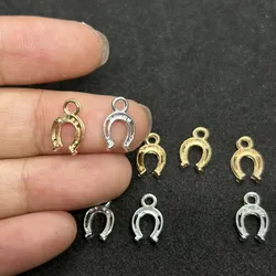 30pcs Lucky Horseshoe Charms Talisman Gold Plated Silver Pendants for Making DIY Jewelry Supplies