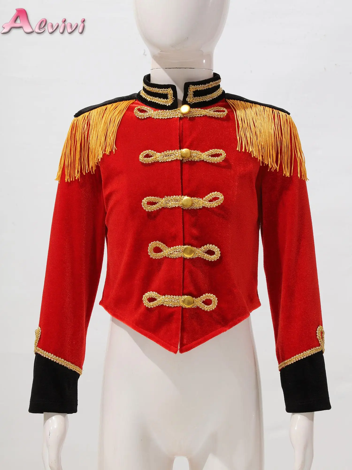 

Girls Boys Marching Band Costume Outfits Circus Ringmaster Jacket Coat Halloween Team Performance Drummer Drum Major Uniform