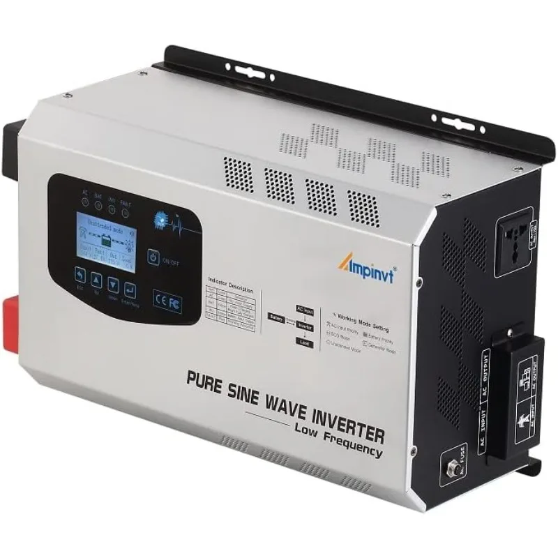 

Ampinvt 3000W Peak 9000W Pure Sine Wave Inverter, DC 24V to 120V AC Output with Battery AC Charger