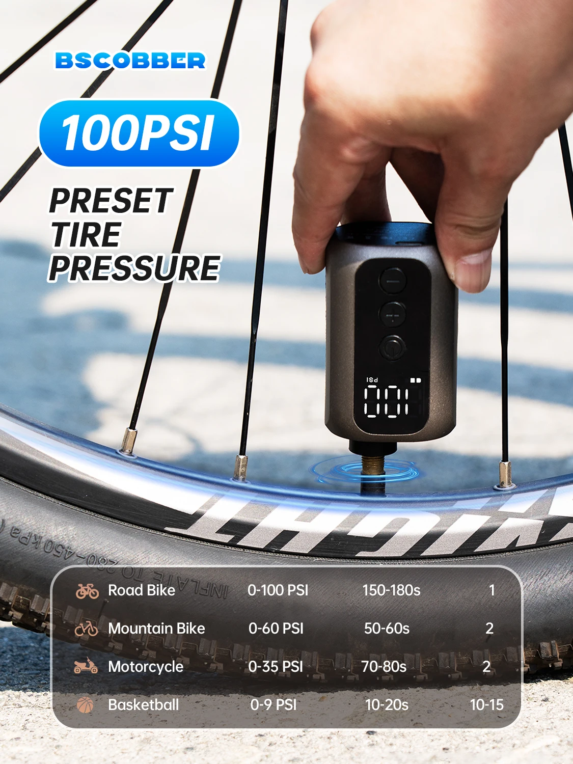 BSCOBBER Fahrrad Zubehör Radfahren Elektrische Reifen Inflator Mini Velo Luftpumpe Tragbare Ersetzen Co2 Inflator Fahrrad MTB A5S – Detail 6