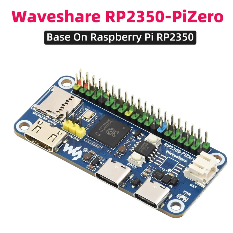 

Waveshare RP2350-PiZero Raspberry Pi Pico 2 RP2350B Микроконтроллер 520 КБ SRAM 16 МБ Флэш-слот TF Порт PIO-USB Интерфейс DVI