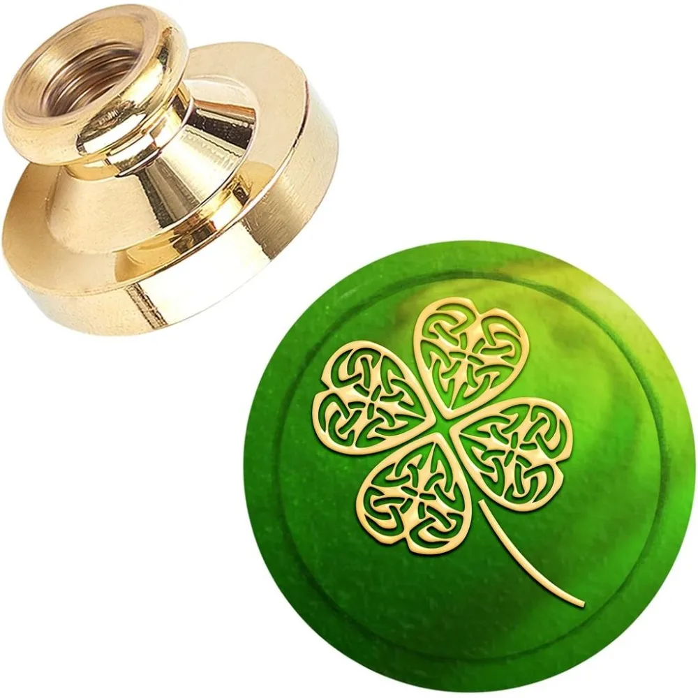 Seal Stamp Heads Only No Handle Sealing Stamp Head Replacement Four Leaf Clover Vintage Removable Brass Seal Head 25mm
