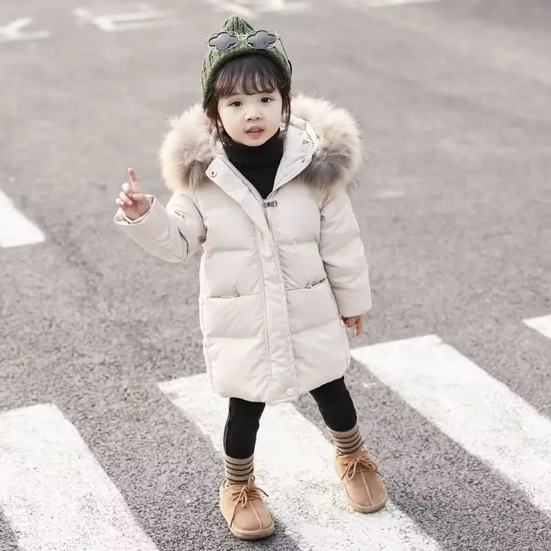 New Winter Down Thick Warm Jacket Girls Waterproof Hooded Coat Children Outerwear Clothing Teenage Kids Parka Snowsuit 2022