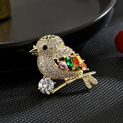 Lovely Full Rhinestone Bird Brooches Exquisite Magpie Collar Pins Women Jacket Shawl Hat Jewelry Decoration Office Casual Gift