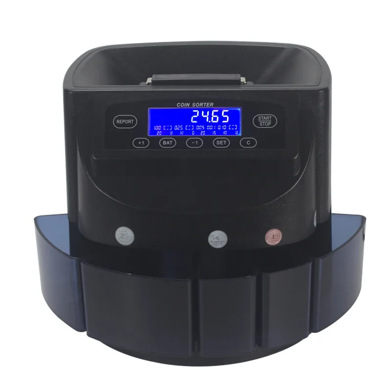 

US Dollar Coin Sorting Machine Preset Clearing Total Amount Display for Each Type Of Coin Fault Self-check 110V American Plug