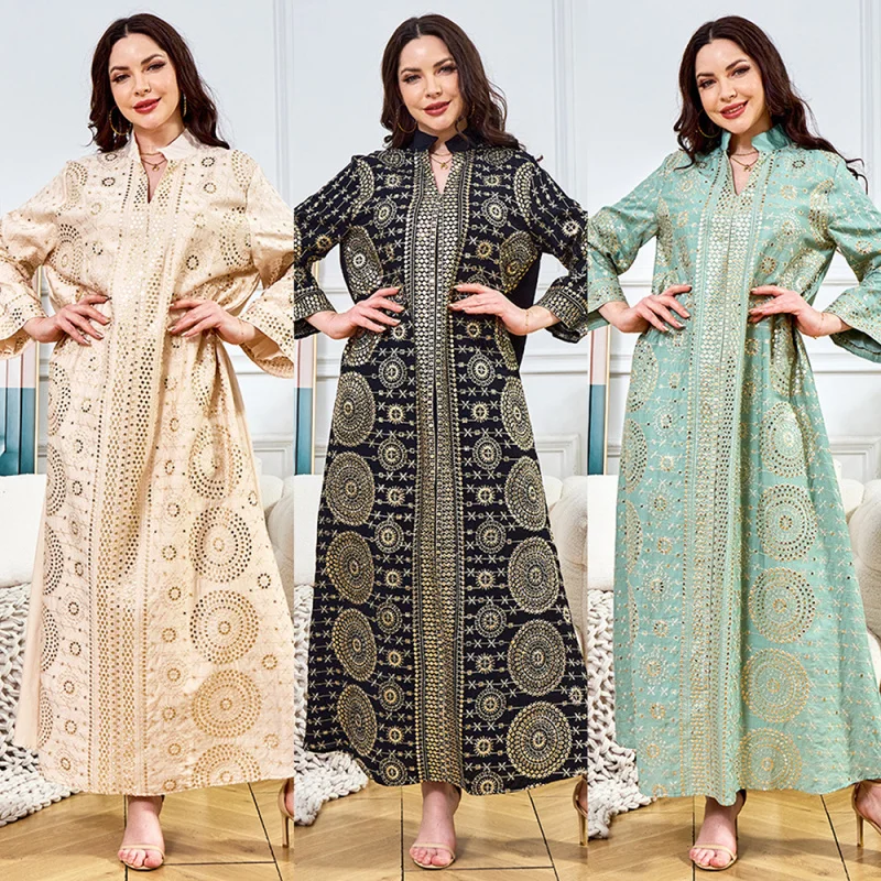 

Middle East Dubai Women's Muslim Abaya Long Dress New Sequin Evening Gown Dressabaya