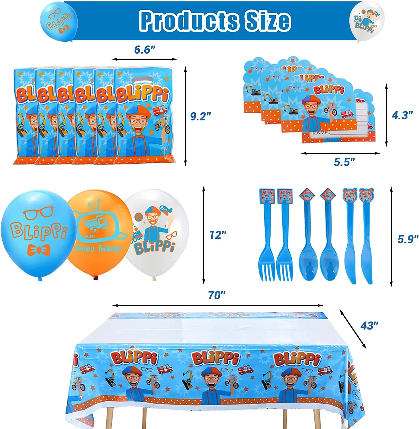 Blippiing suministros de fiesta de cumpleaños para profesores, pancarta para niños, adorno de pastel de taza, globo, mantel, bolsa de regalo,