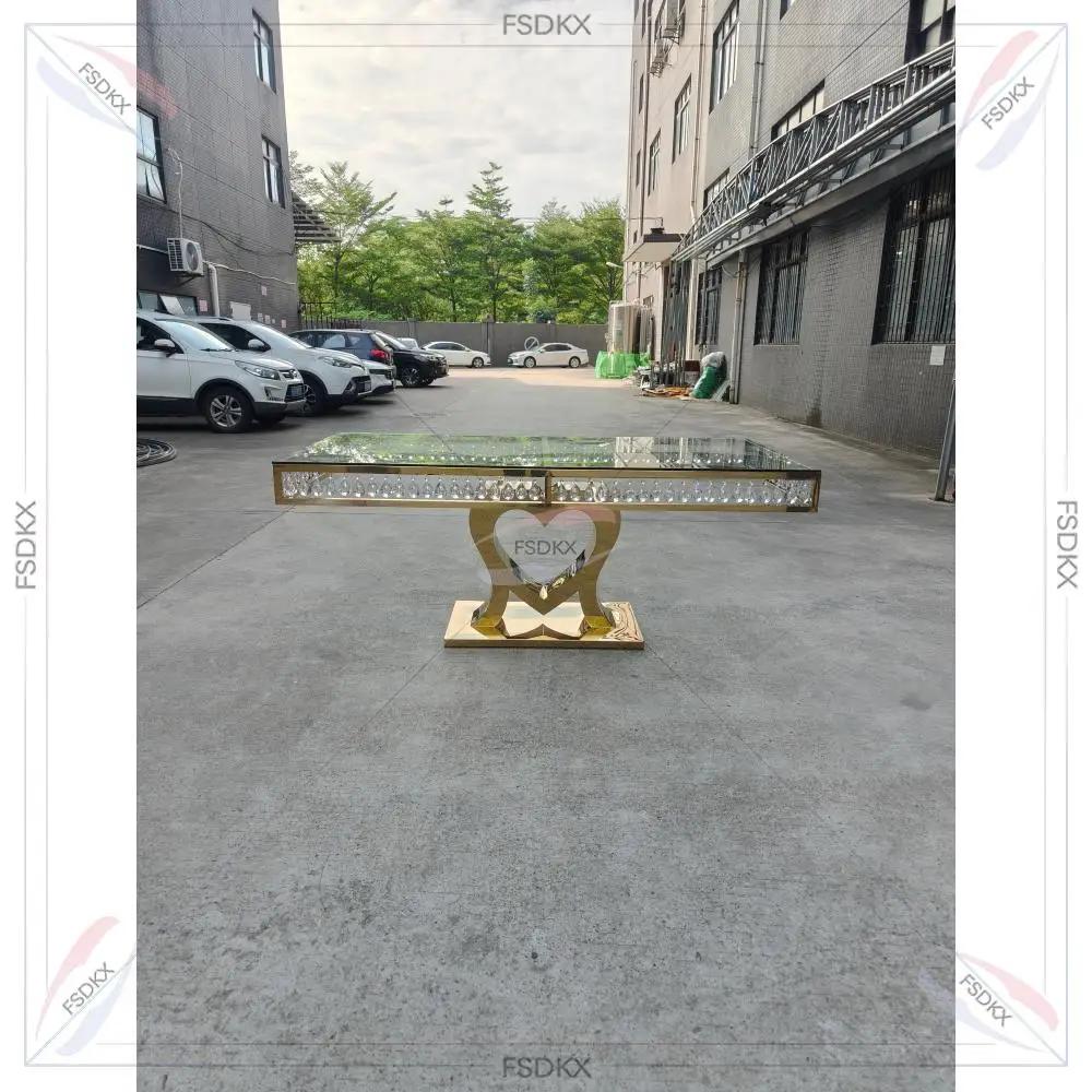 Gold Stainless Steel Frame Black Mirror Glass Top Wedding Table 12 People Dinning Chairs Sets For Wedding