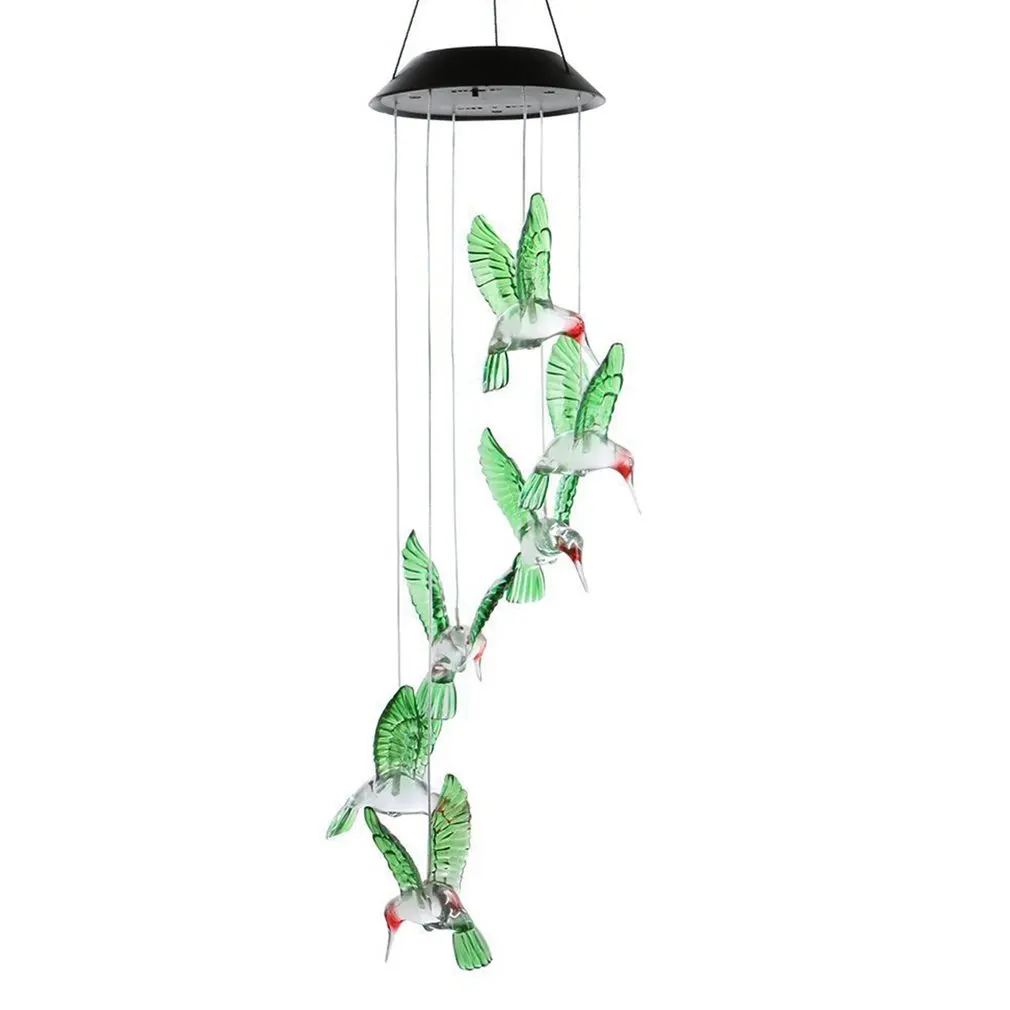 Nuovo colore che cambia energia solare Wind Chime colibrì Angel Butterfly impermeabile decorazione esterna luce per Patio Yard Garden
