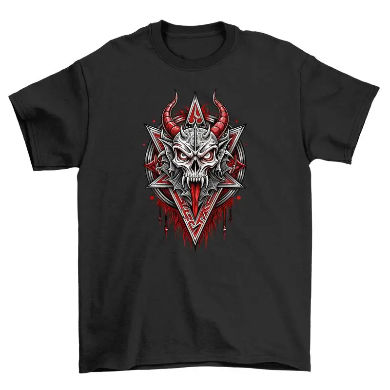 Gothic_96 Devil's Head T Shirt Embrace Your Dark Side 100 Cotton Funny Unis