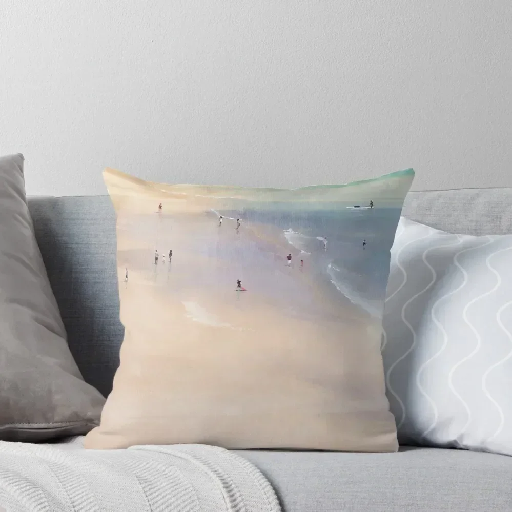 

St Ives, harbour beach, original artwork Throw Pillow Cusions Cover Custom Cushion pillow