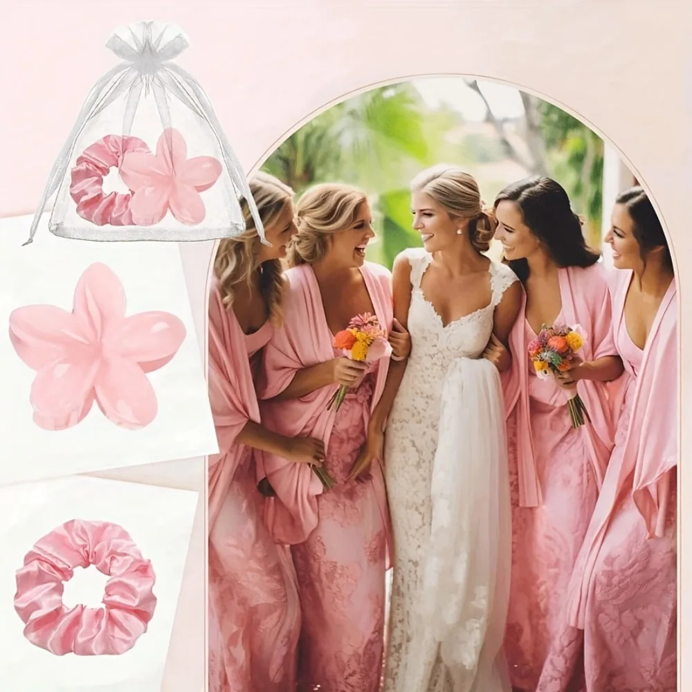 6/10/12/20 Sets Braut-Team Geschenkset | Blumenclips, Satin-Stirnbänder für Junggesellinnenabschiede, Hochzeiten, Geburtstage – Detail 2
