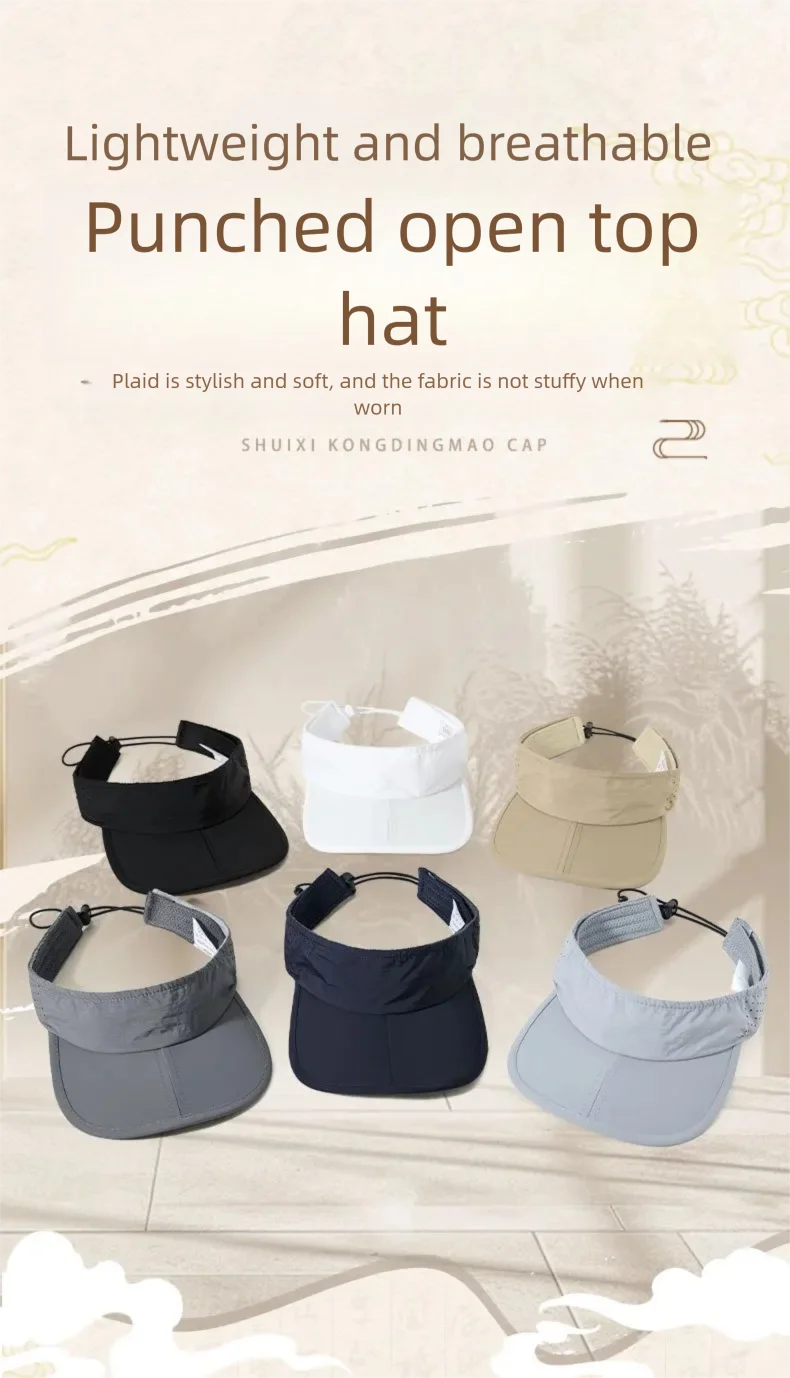 Sommer-Sonnenschutzhut, Tennis-Kappen für Männer und Frauen, verstellbares Sport-Stirnband, klassischer Sport-Visierhut, faltbarer Hut mit leerem Oberteil – Detail 1