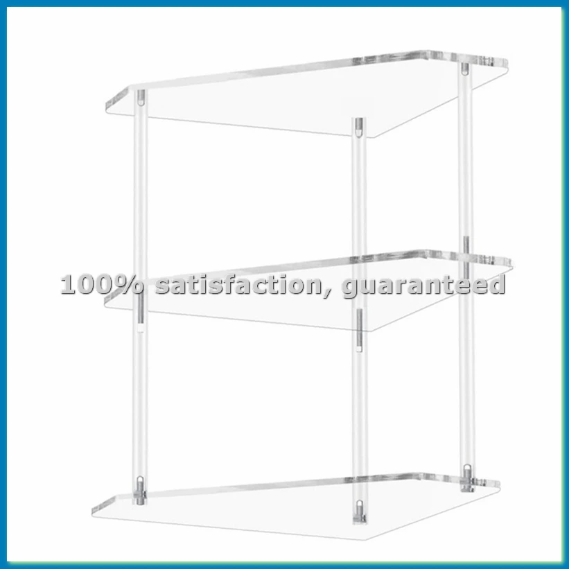 Acrylic Triangle End Table - 3 Tier Corner Side Table - Small Corner Table for Living Room, Bedroom, Bathroom-ABLL