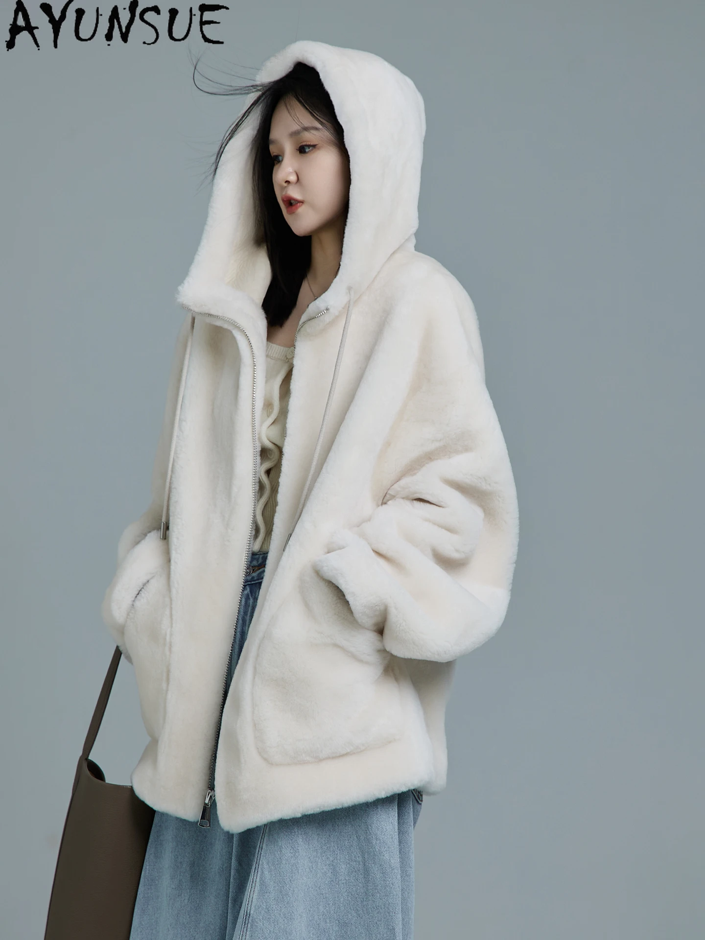 سترة من الجلد الطبيعي من AYUNSUE معطف فرو من جلد الغنم الطبيعي للنساء معاطف من الفرو الحقيقي من ميرينو ملابس شتوية دافئة للسيدات شوبانا Жénska