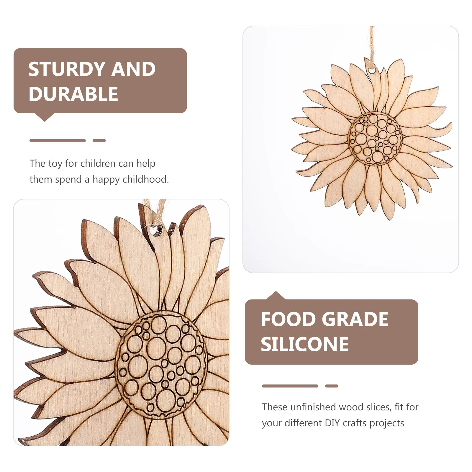 

20pcs Wood Chips Diy Crafts Unfinished Flower Shape Wooden Slices For Painting Kids Diy Supplies Sunflower Decor Handicraft