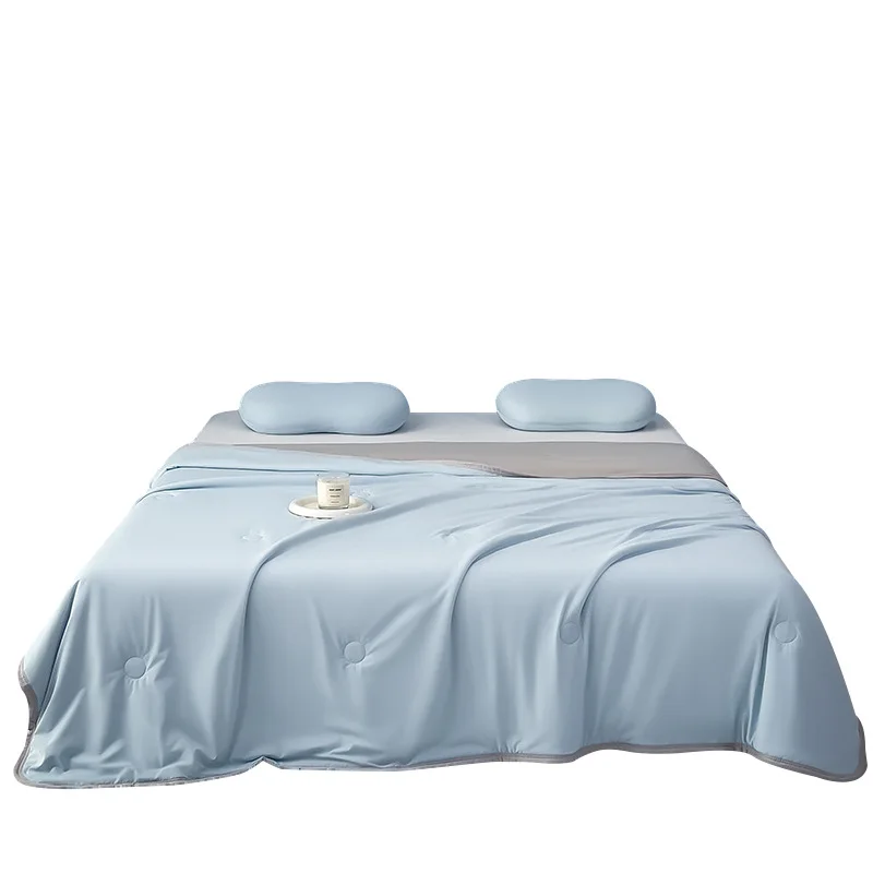 

Cool Sensation Black Technology Silk Summer Quilt Set Single Double Machine Washable Thin Air Conditioning Quilt