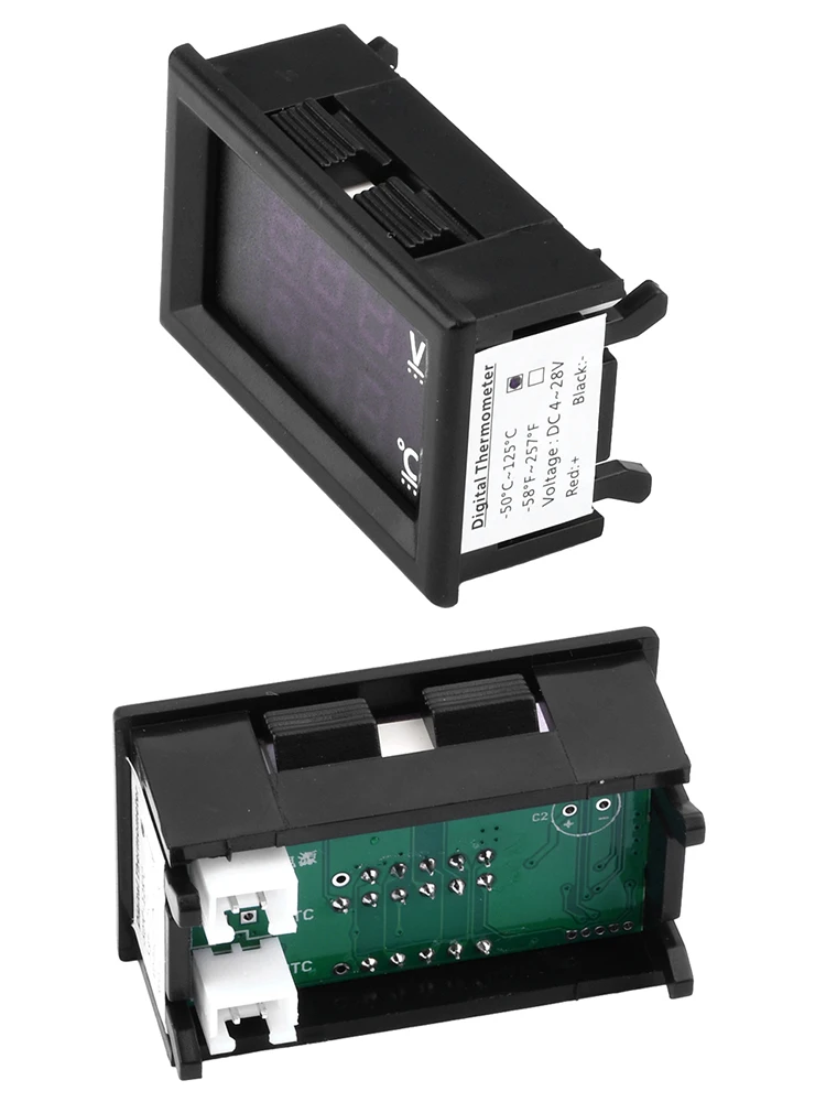 Imagem -03 - Mini Voltímetro com Display Duplo Led Sensor de Temperatura Controlador de Temperatura Detector Testador de Tensão dc Sonda dc 428v