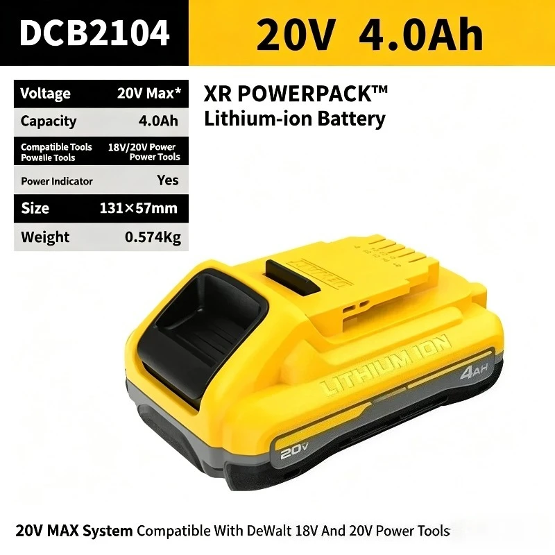 Original Battery Charger DCB2104 For DeWalt 20V Max 18V XR Lithium‑ion Battery 3Ah 4Ah