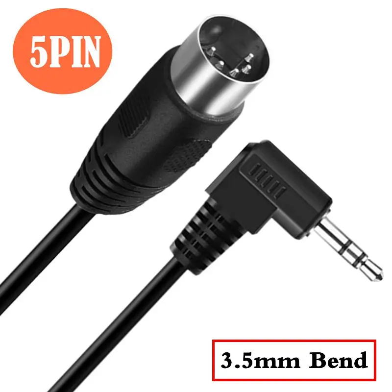 0.5m 1.5m 3m DC3.5mm Audio to 90 ° Bend MIDI DIN 5Pin Male Adapter Cable Computer Audio Output MIDI DIN 5-Core