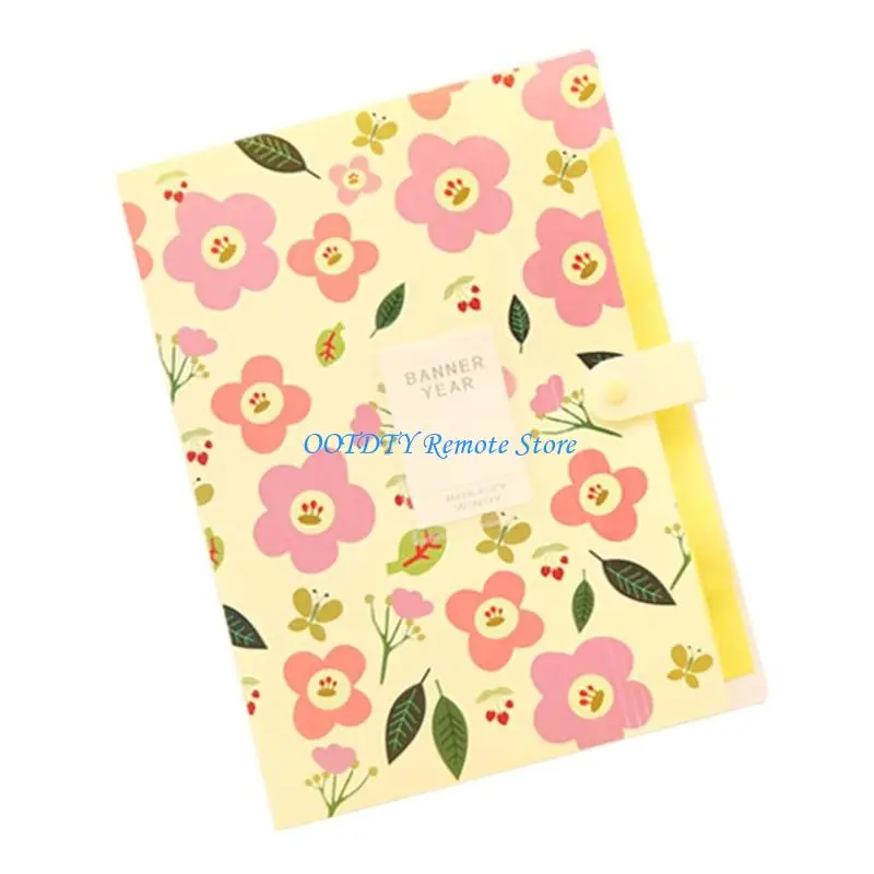  6 Pockets Expanding File Folder Flower Pattern File Organiser Sorting Folder