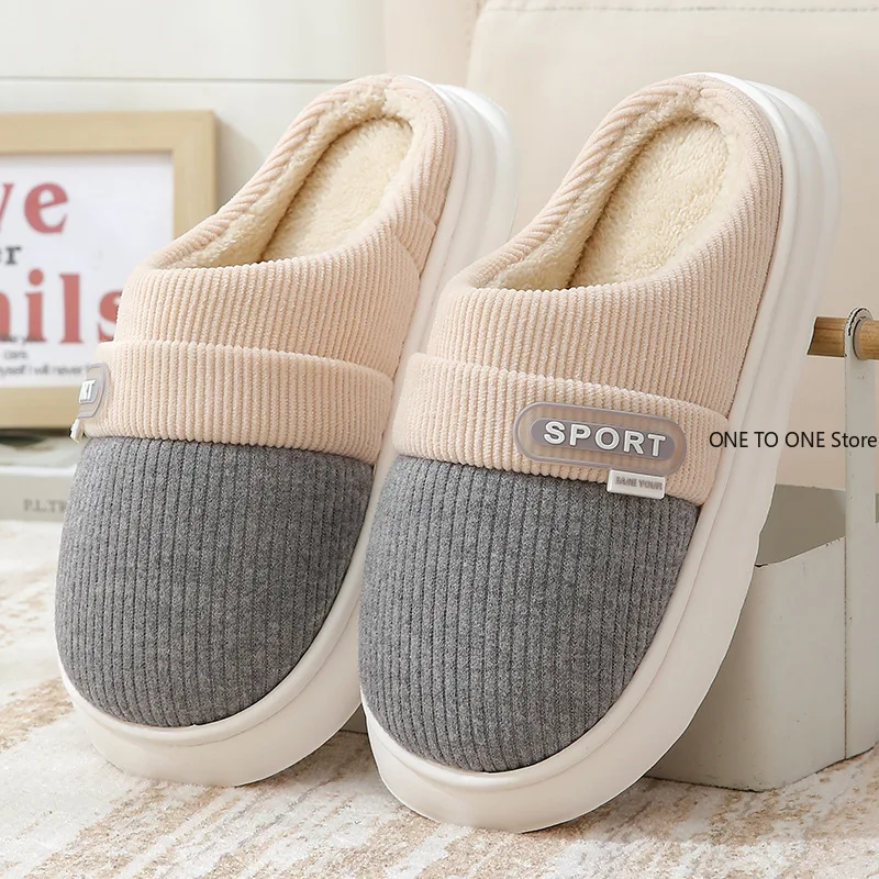 

Wholesale Couple Style Indoor Cotton Slippers for Unisex Winter Thick Soled Plush Women Home Slippers Anti Slip Warm Shoes Men