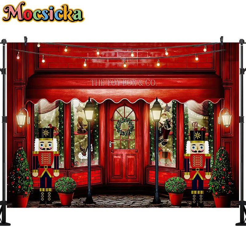 Mocsicka Photography Background Christmas Nutcracker Toy Store Decoration Kids Holiday Photo Backdrops Studio Props Banner