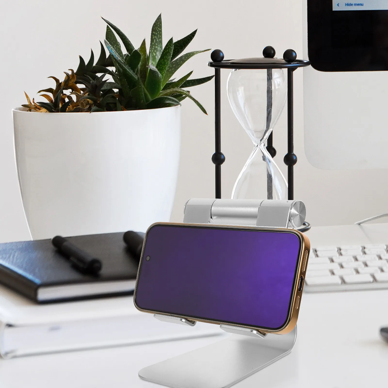 Desktop Tablet Stand Aluminum Multi-Angle Charging Dock Holder Sticky Suction Base Compatible Smart Phones E-Readers Tablets