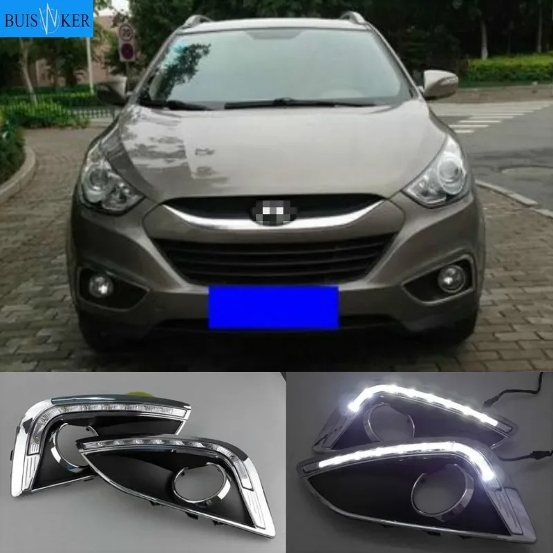 

Для Hyundai IX35 2010-2013 дневные ходовые огни с отверстием для противотуманных фар SNCN супер яркость водонепроницаемый ABS автомобиль DRL светодиодный